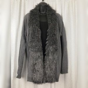 Vince Camuto Gray Fur Knit Sweater Large Like New